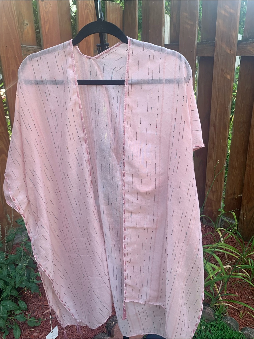 STYLINE Sheer Pink Kimono with Unique Stitching